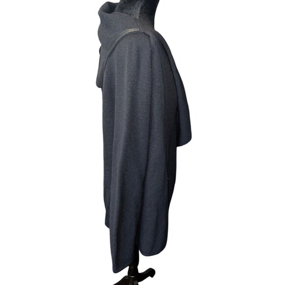 Annette Görtz XL Black Knit Wool Blend Cardigan With Leather Trim - Picture 4 of 9